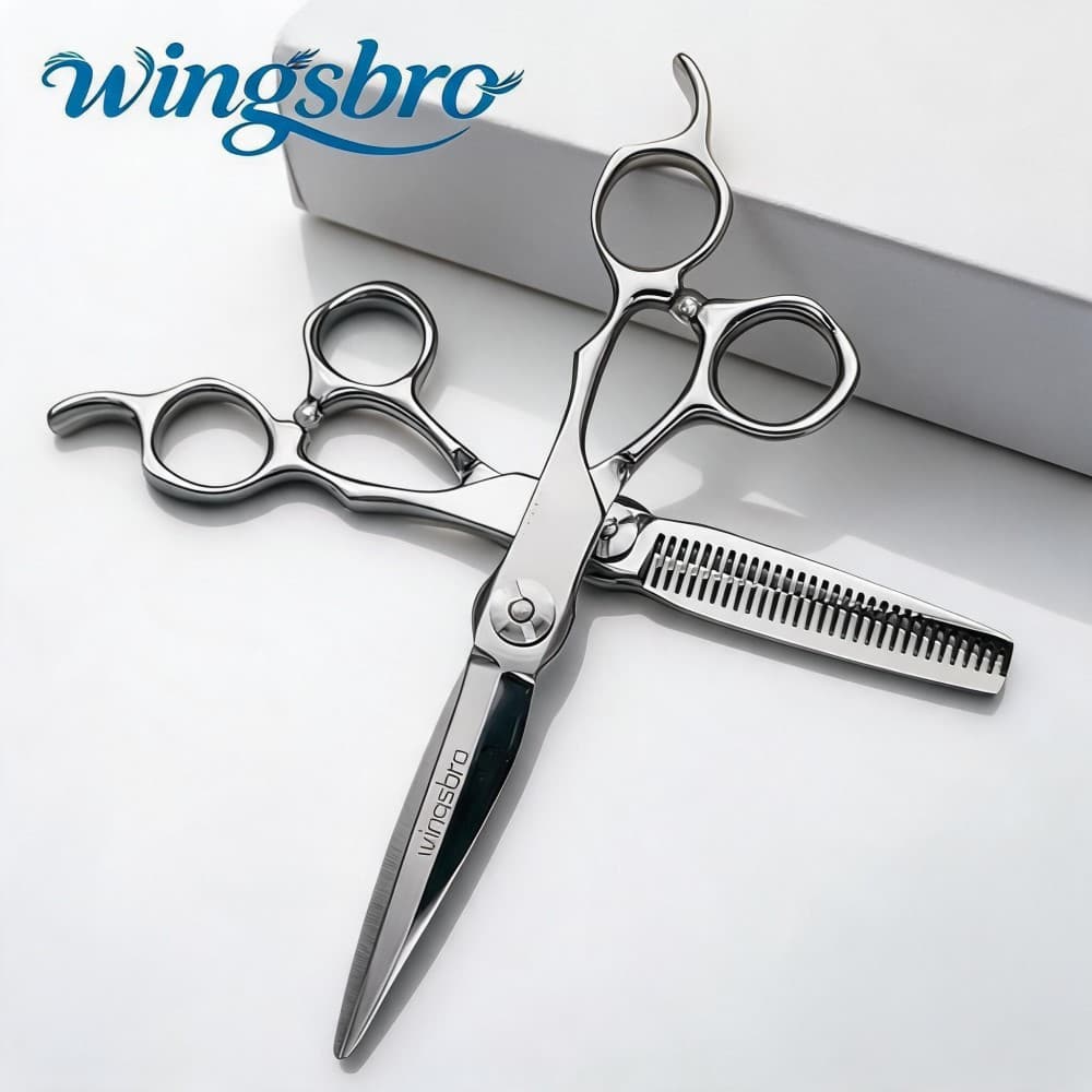 wingsbro Tesoura De Corte De Cabelo Prateada De 6.5 Polegadas , Profissional De Estilo De Alta Qualidade Plana E De Desb