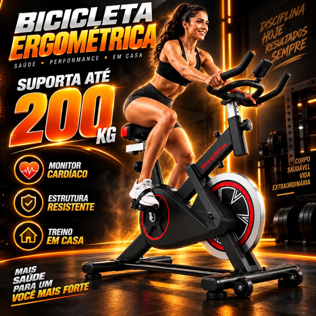 🔥Bicicleta Bike Ergometrica Spinning Detecção De Frequência Cardíaca Academia Fitness Profissional 200kg