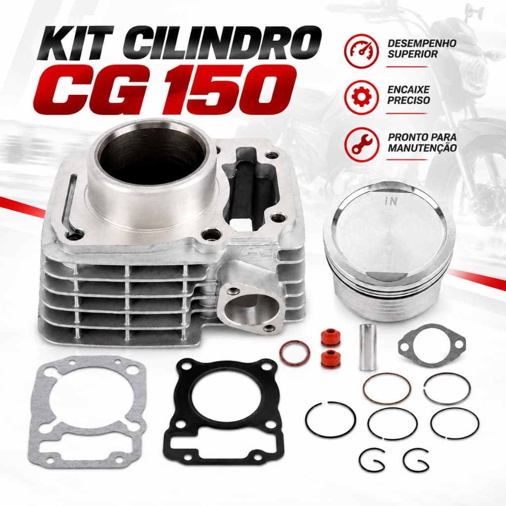 Kit Kmp CG 150 Titan Fan Motor Cilindro Completo Bros Nxr Pistao Anel Junta