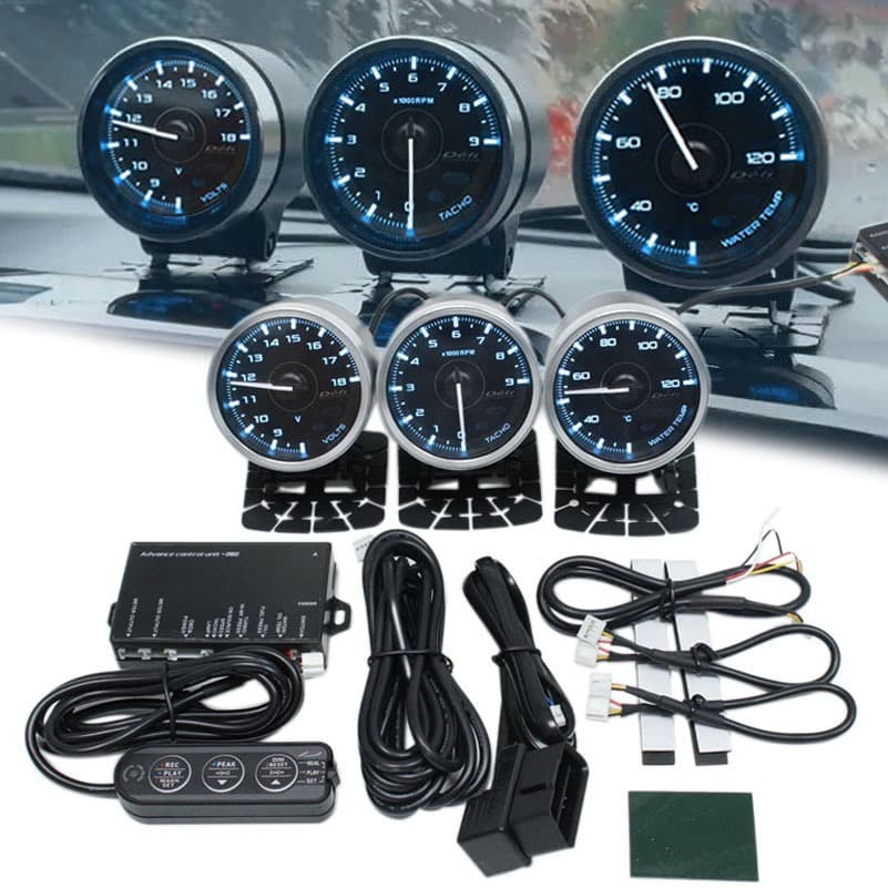 Conjunto De Medidores 3 Em 1 Estilo OBD2 Defi A1 , Temperatura Da Água + Tacômetro RPM + Medidor De Tensão , Kit De Corr