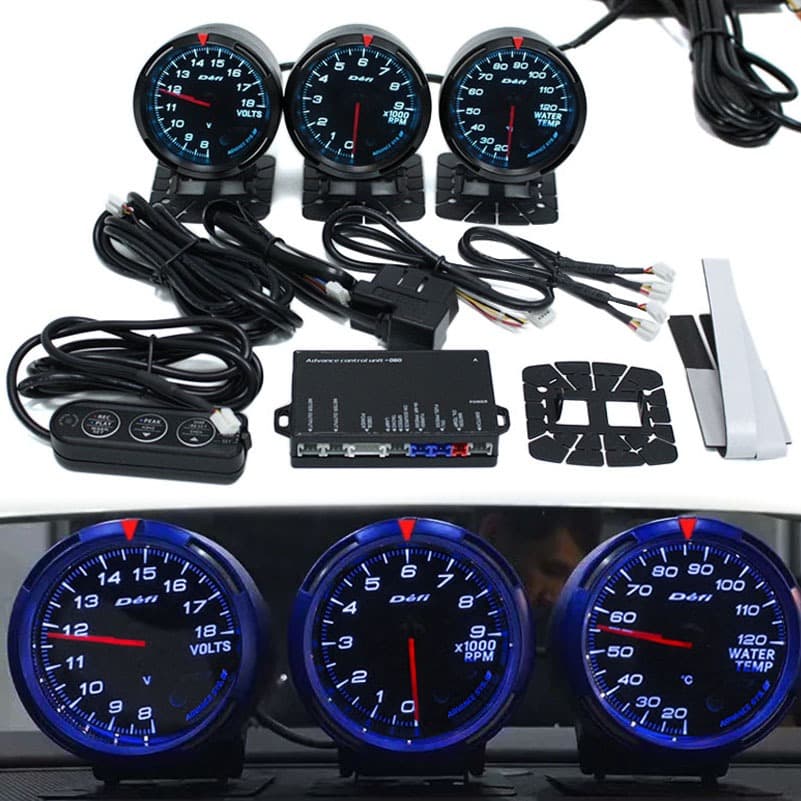 Kit De Medidor Triplo ITSOK , OBD2 , 60mm , Estilo Defi , De Corrida , VOLTS + RPM + Temperatura Da Água , Conjunto Modi