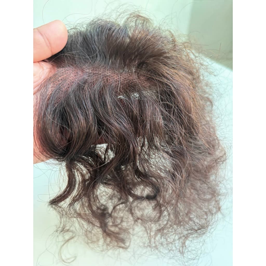Artigo decorativo,topo de Ondulado cabelo humano finamento base leve fina 8×11cm com tic‑tac,25cm