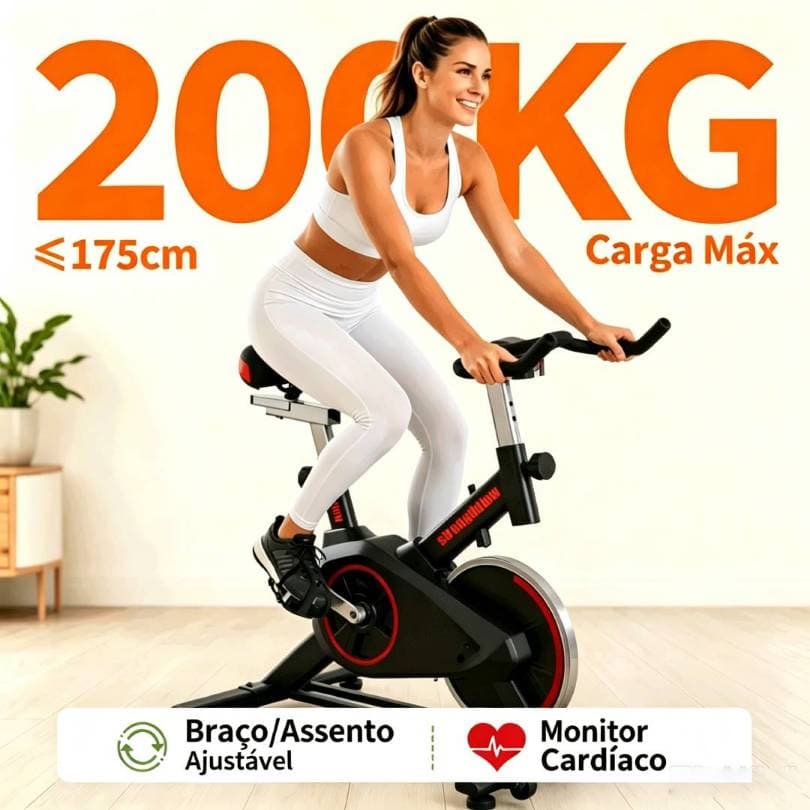 Bicicleta Bike Ergometrica Spinning Detecção De Frequência Cardíaca Academia Fitness Profissional 120kg