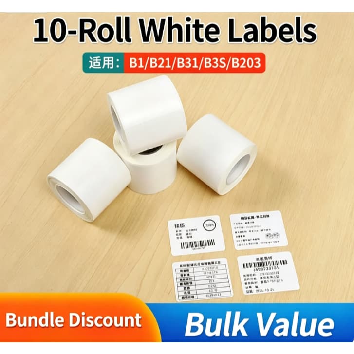 10 Rolos Niimbot B1 B21 B3S B31 B203 B4 Etiqueta Térmica 40x30mm 40x60mm 50x30mm 60x40mm 40x20mm Adesivo De Loja De Vare