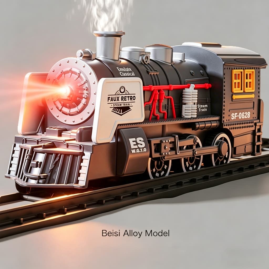 Simulação de trem inercial trem a vapor iluminação som pode pulverizar trem a vapor brinquedos infantis
