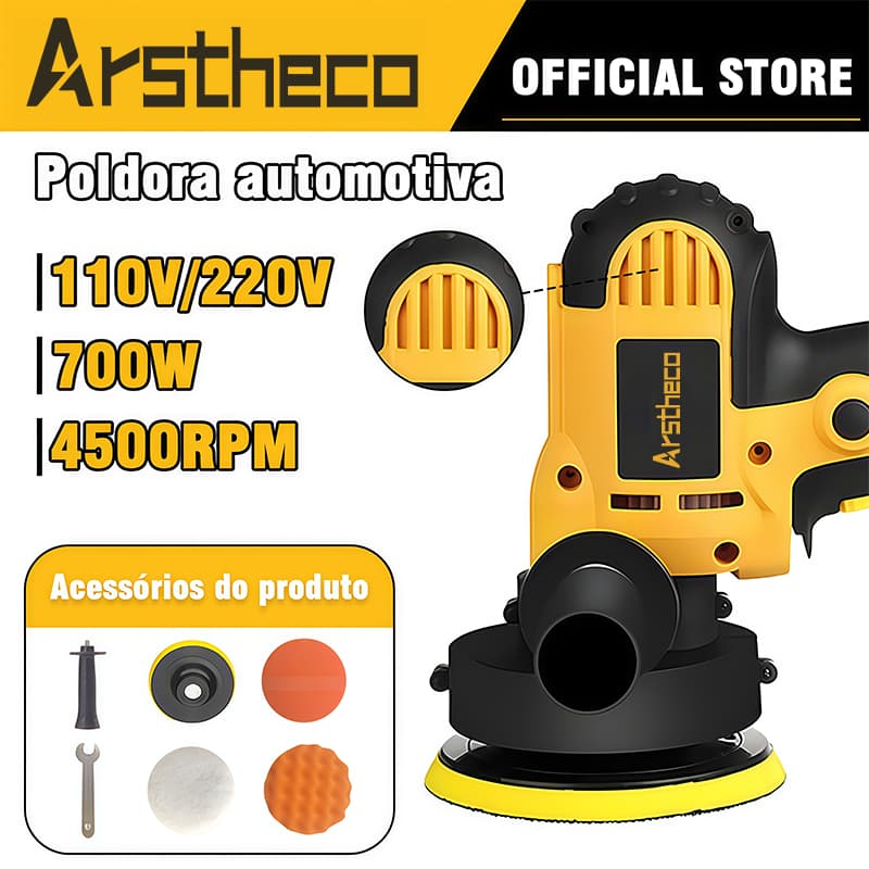 Politriz Lixadeira Multifunções Angular Automotiva Profissional 700W 4500 Rpm 5 Polegadas 110V/220V 125mm Arstheco