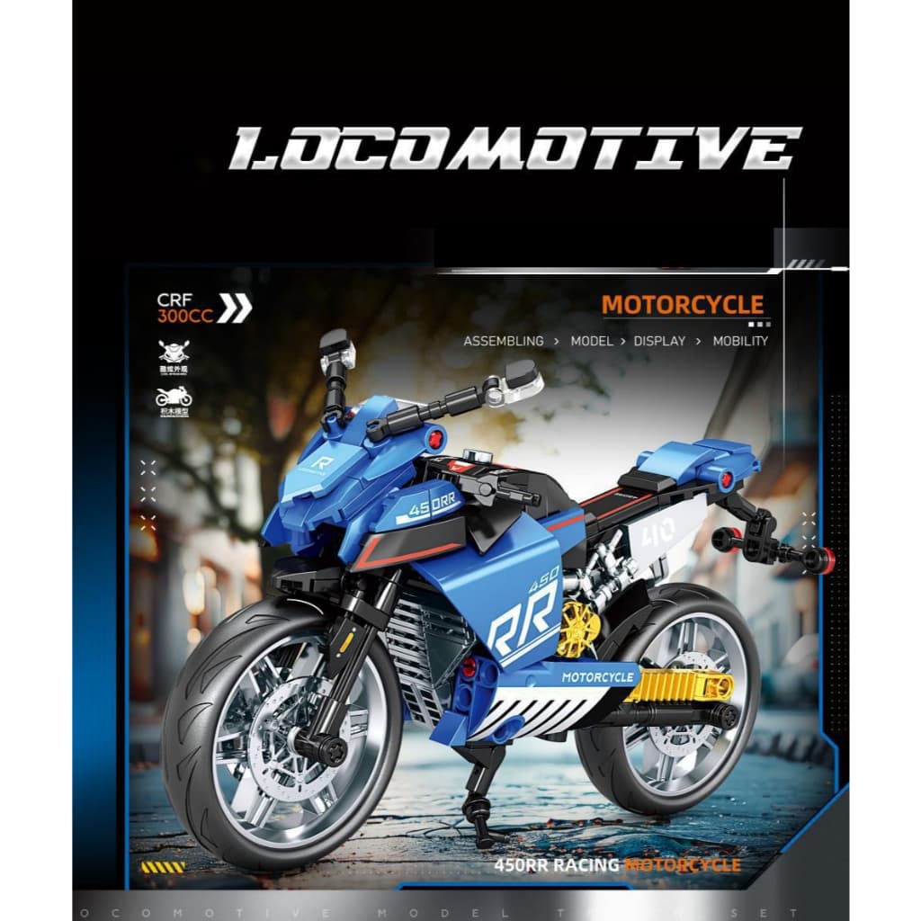 Motocicleta montada blocos de construção pequenas partículas brinquedos locomotiva modelo tecnologia corrida brinquedos