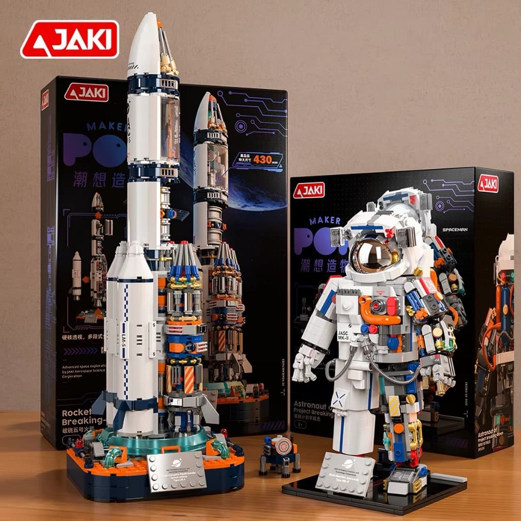 Globo espaço foguete modelo amanhecer astronauta menino montado brinquedo de bloco de construção