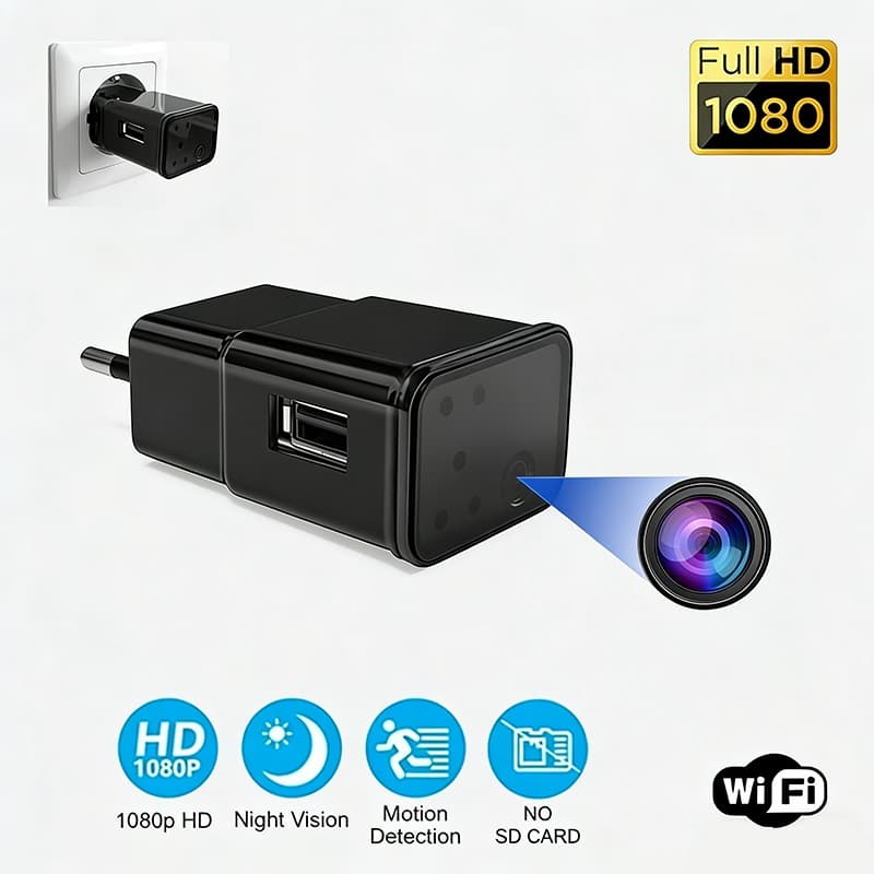 WiFi Carregador USB Plug-in Câmera 1080P Visão Remota Fonte De Alimentação De Parede Noturna Verificação CCTV Câmera
