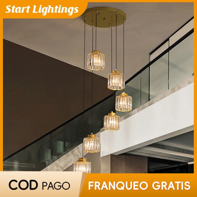 Luz Pendente De Apartamento De Luxo De Cristal , Moderna Para Sala De Jantar Estar Minimalista