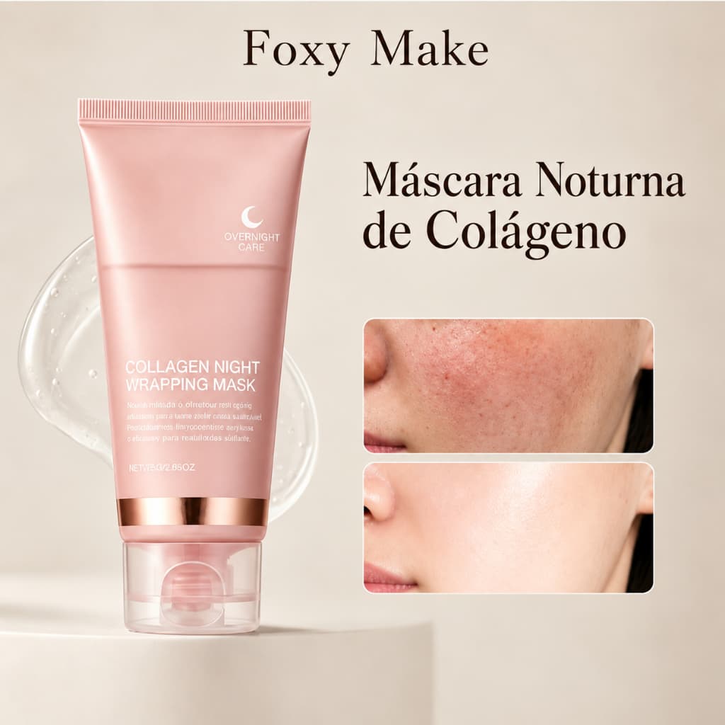 Máscara Noturna De Colágeno Coreano 75g , Tratamento Removível Com Pincel Aplicador