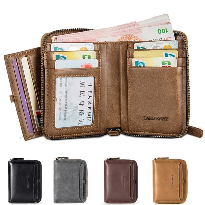 Carteira Masculina De Couro PU , Carteiras Curtas Masculinas Porta Cartão De Crédito Bolsa De Bolso Para Moedas