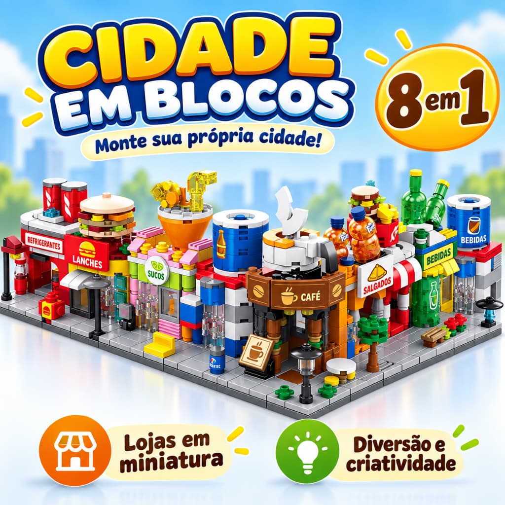 8 em 1 Brinquedos de Construção Blocos de Montar Cidade Paisagem Urbana DIY Educativo Presentes de Natal para Crianças