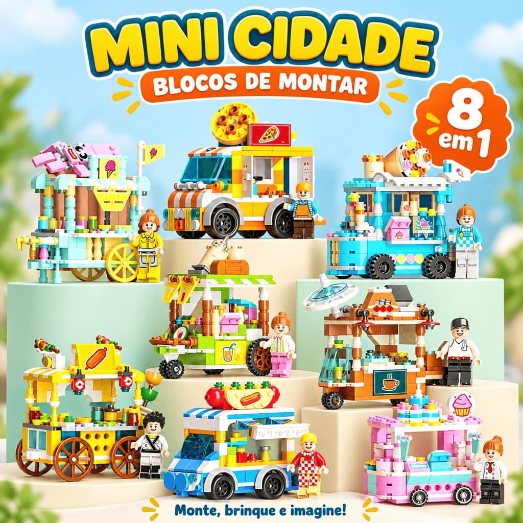 8 Em 1 Brinquedos de Construção Blocos de Montar Cidade Mini Rua DIY Educacional 200 a 400 Peças Natal Presente Crianças