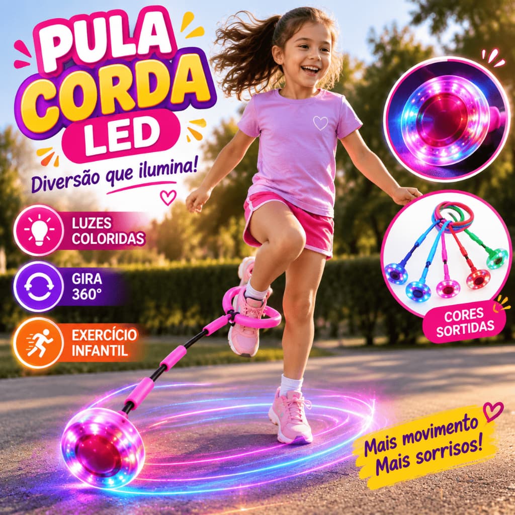 Pula Corda Giratório Com Led Gira Pula Corda LED Pisca/Pisca Brinquedo Infantil Pula Corda Exercício