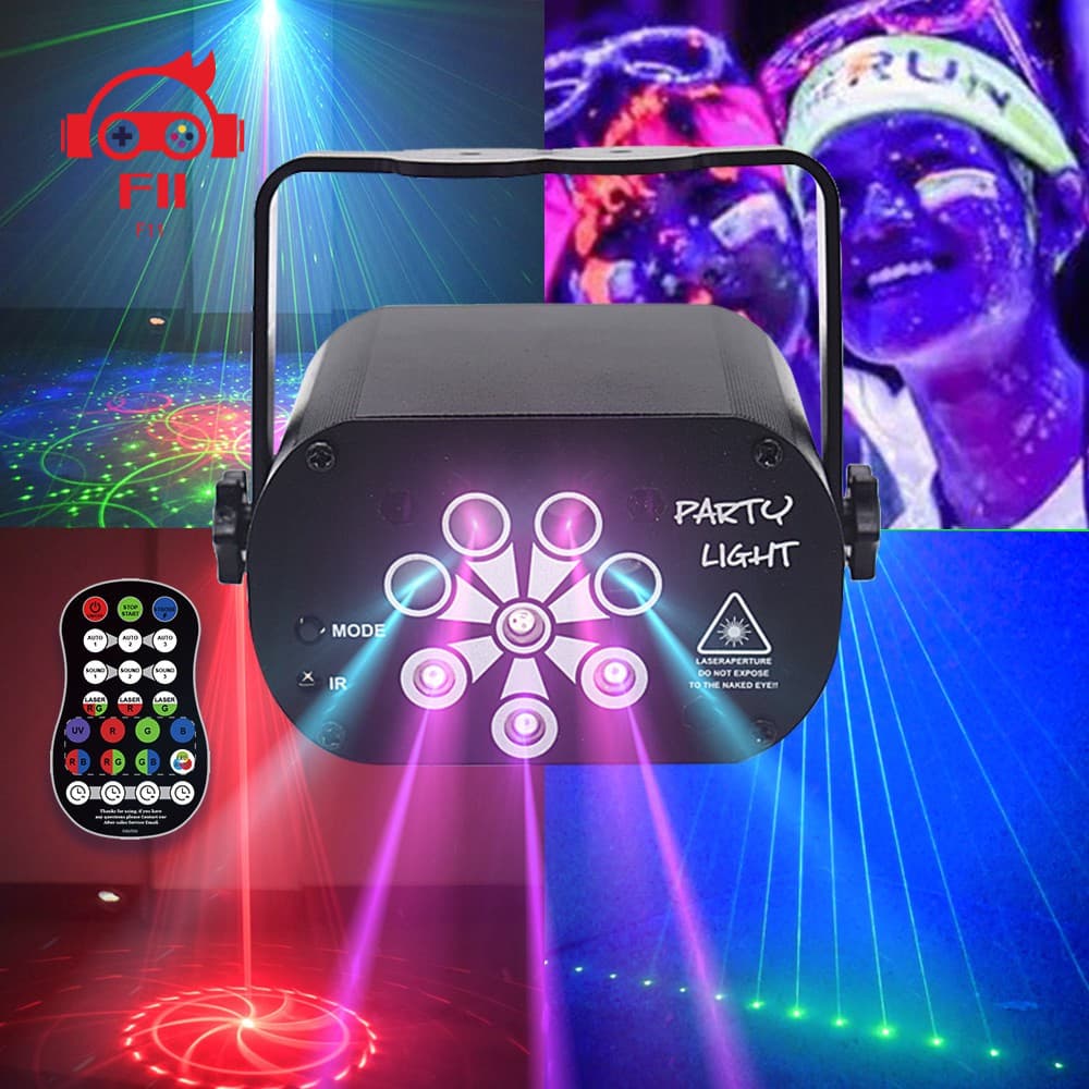 129 padrões usb recarregável led laser projetor luzes rgb uv dj som festa de discoteca luz para festa aniversário casamento dj quarto