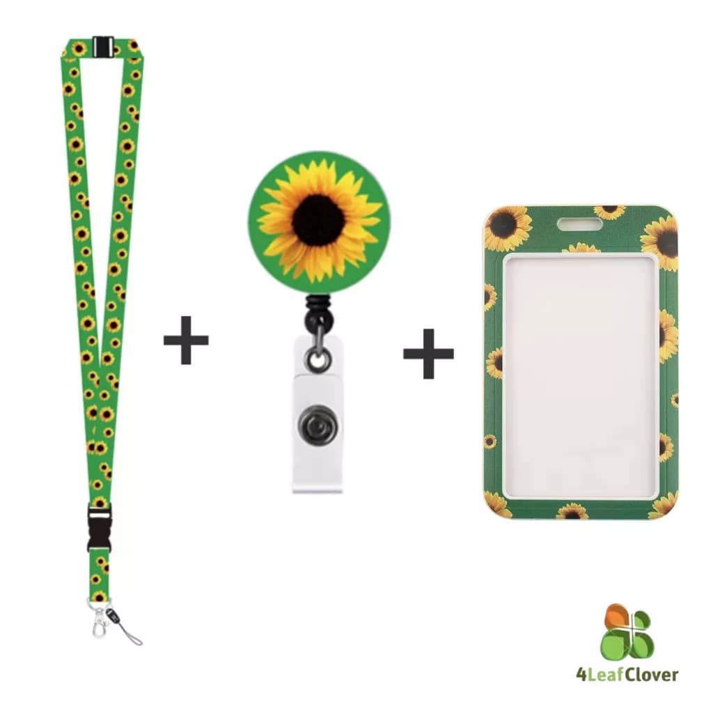Estoque Pronto Girassol Preto Flor de Girassol Telefone Móvel Lanyard Retráctil Fivela de Puxar Fácil ID do Porta-cartões