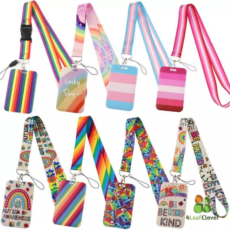 Lucky Rainbow Mobile Phone Lanyard Card Holder Acessórios para Cartões de Ônibus Cartão de Estudante Permissão de