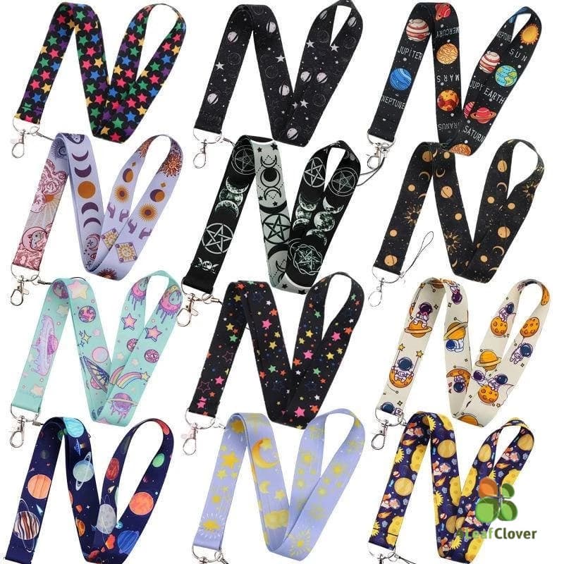 Grande Pequeno Planeta Estrelado Planeta Céu Estrelado Lua Telefone Celular Cartoon Lanyard ID Card Tag Pendurado