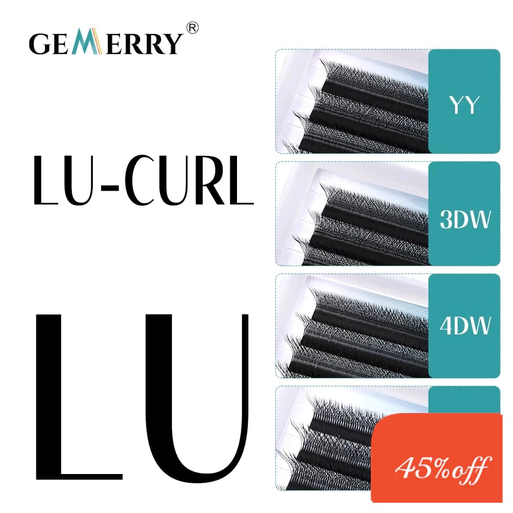 Gemerry Cílios YY 3D 4D 5D W Forma L Lu (M) Cd Onda Tecido De Mão Premium Vison Macio Luz Natural Extensão De