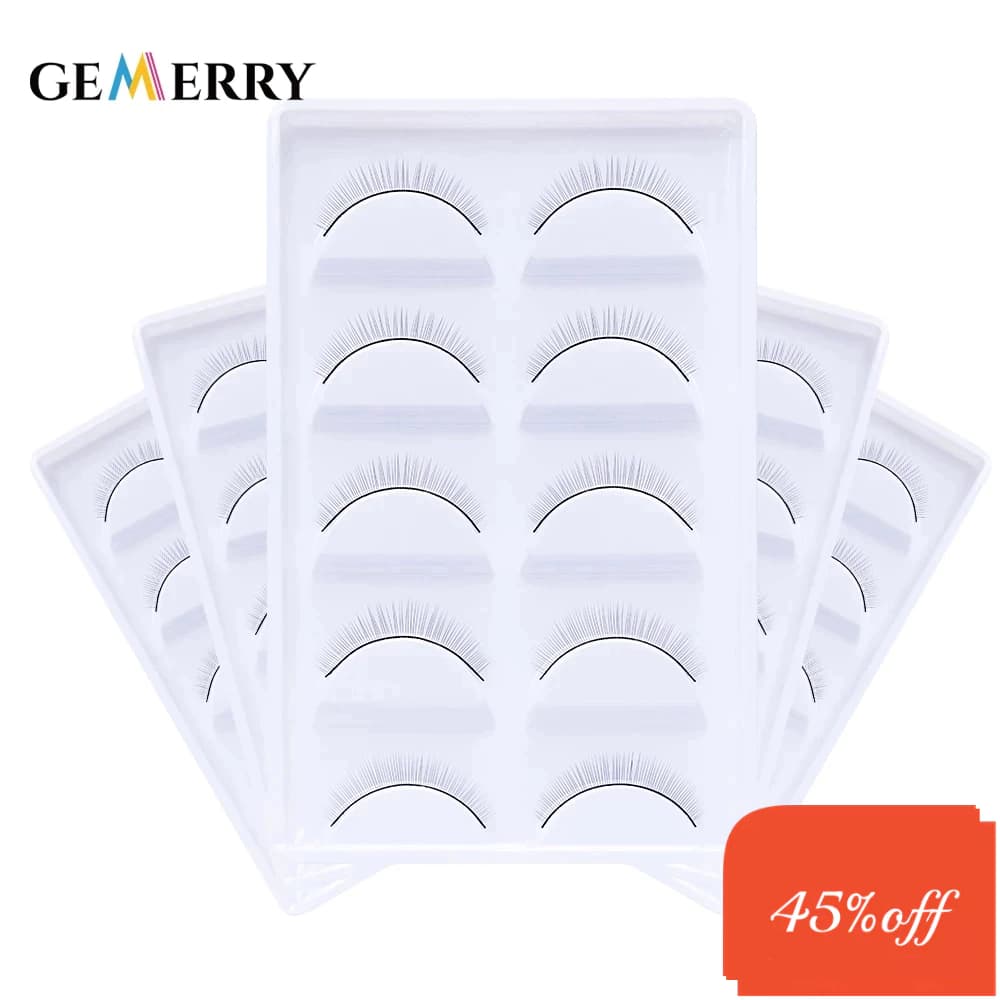 Gemerry 5Pair Treinamento De Cílios Prática Falsa Extensão Falsos Pestanas Falsas De Beleza Artesanal Aprender Faixa