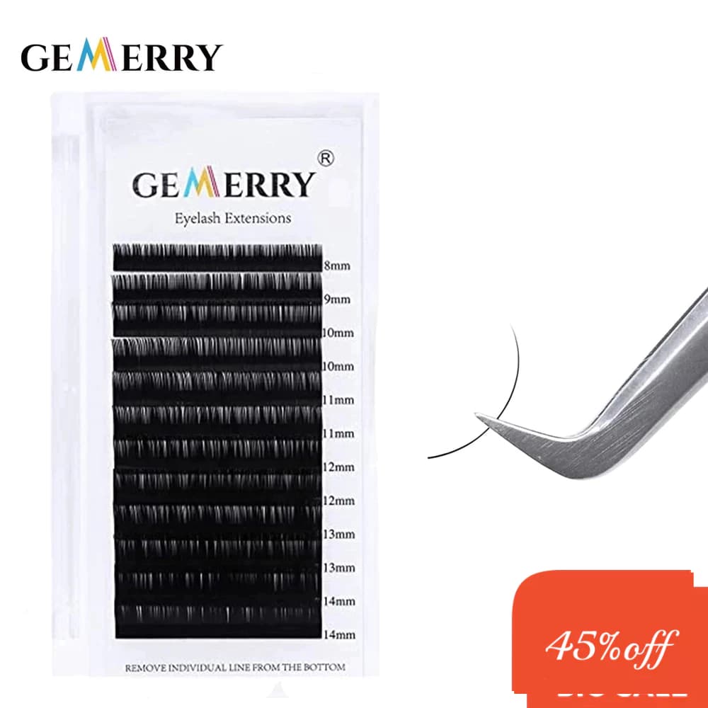 Gemerry Clássico Extensão De Cílios Falsos Artificiais MIX 15-20 20-25 Maquiagem De Tamanho Longo Natural Suprimentos