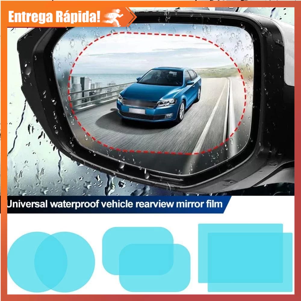 Kit 2 Películas Anti-Embaçamento para Espelho Retrovisor de Carro à Prova D'Água para Visibilidade Chuva