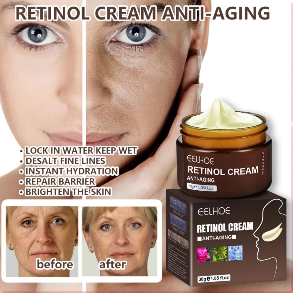 EELHOE Retinol creme Anti-envelhecimento rugas levantamento iluminando o tom da pele hidratante Facial endurecimento