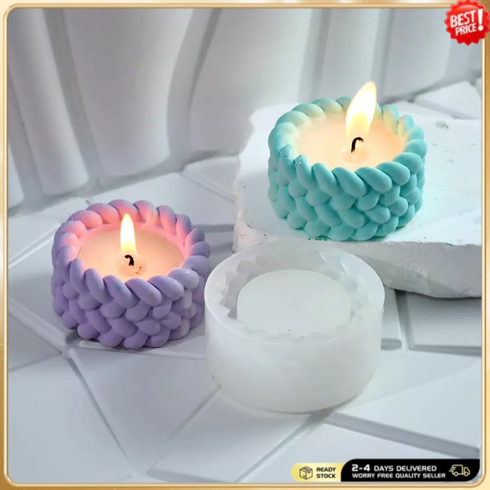 Molde De Suporte De Tealight Em Forma De Nó , Resina De Silicone Vela 3D Exclusivo Armazenamento De Recipiente De Porta-