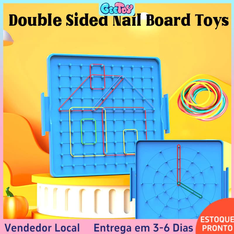 Geetoy Quadro Dupla Face Pinos – Formas Geométricas Criativas de Borracha Educativo Crianças