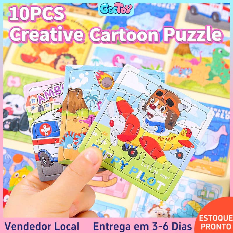 10 Pçs Criatividade Dos Desenhos Animados Quebra-Cabeça Animal Papel Cabeças Crianças Cérebro Brinquedo Educati