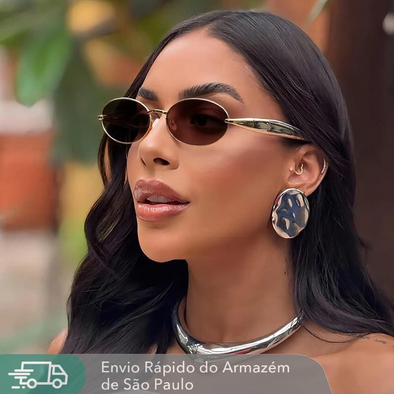 Óculos de sol com padrão de sardinha de Metal de luxo para meninas da moda