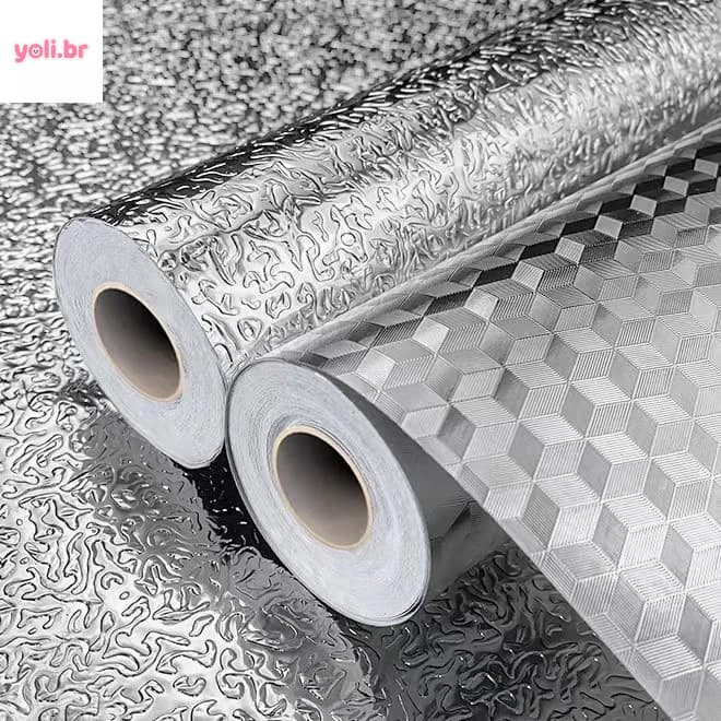 Papel de Alumínio 3D Adesivo Impermeável Cozinha Rolo 5/10/15M X 40CM - Envio imediato