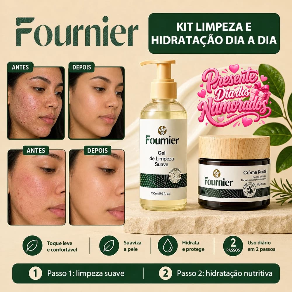FOURNIER Kit Limpeza e Hidratação Dia a Dia c/ Creme Hidratante Niacinamida + Gel de Limpeza Salicylic Acid