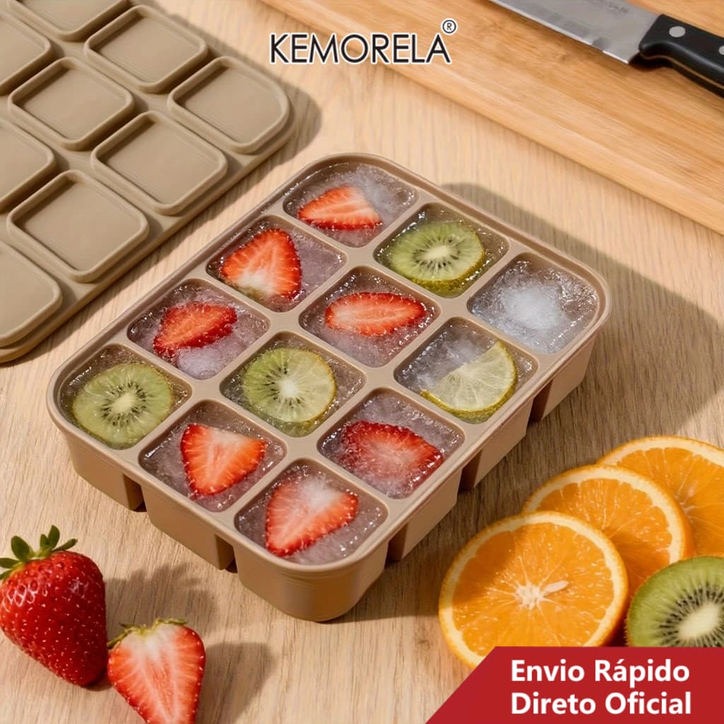 Bandeja De Gelo De Silicone De 12 Cubos Com Tampa , Molde Flexível-Liberação Fácil Para Galo/Boicha Transparente , Caldo