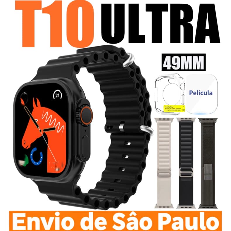 [Presente capa protetora] SmartWatch T10 Ultra 49mm Original Série 10 Dynamic Island Chamada Bluetooth iOS & Android WWW