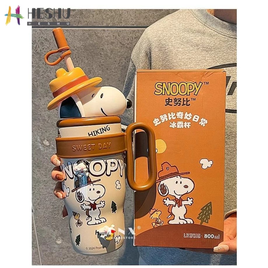 [Estoque pronto + frete grátis] Copo de água Garrafa térmica Copo térmico Garrafa térmica Bonito desenho animado Snoopy