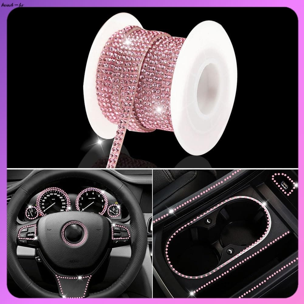 4mm * 4.5M Tira De Strass Brilhante Rosa Carro DIY Fita Adesiva De Diamante
