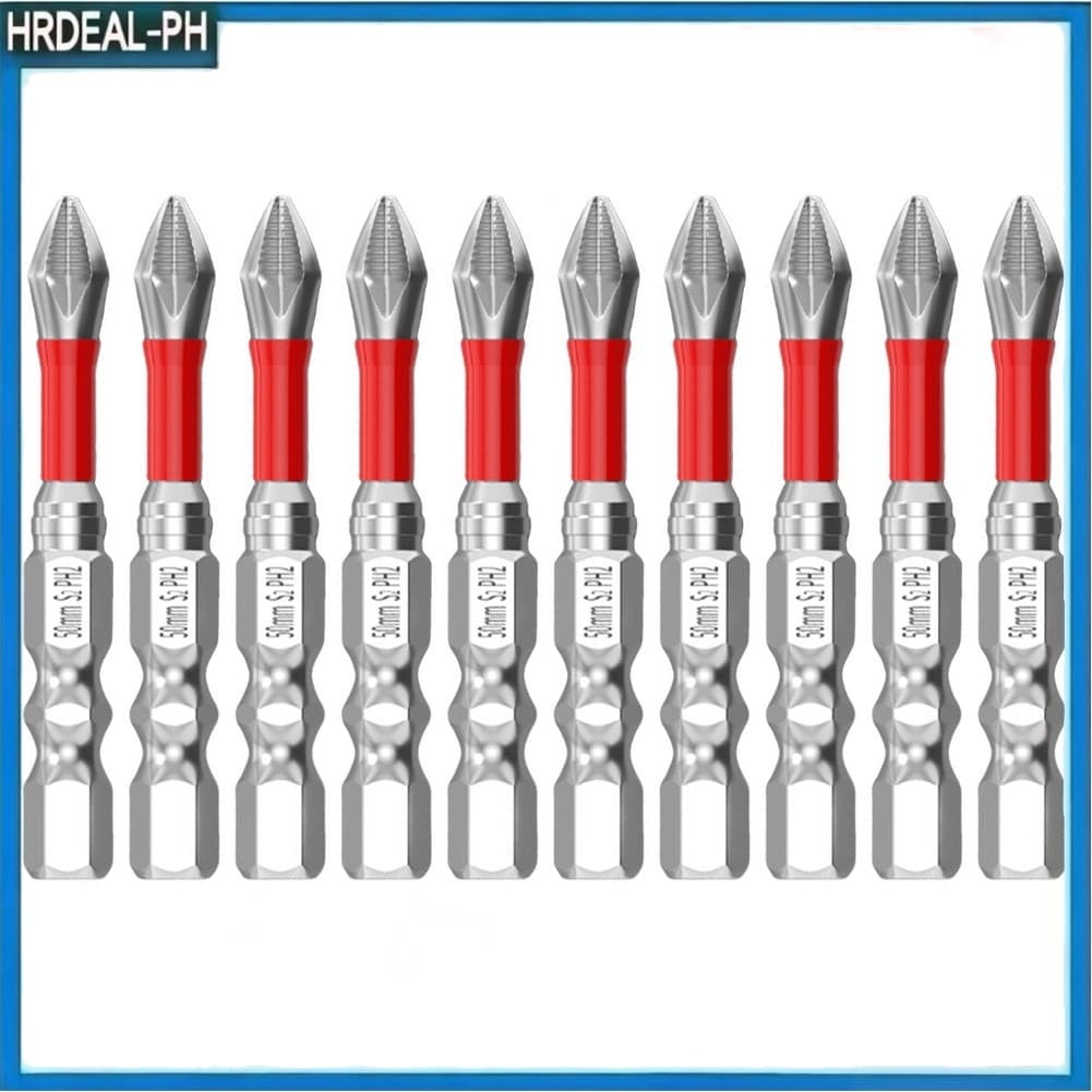 " 10 Peças Conjunto De Bits De Chave De Fenda Cruzada De Impacto De Haste Hexagonal De 1/4 Polegadas 25-150 Mm