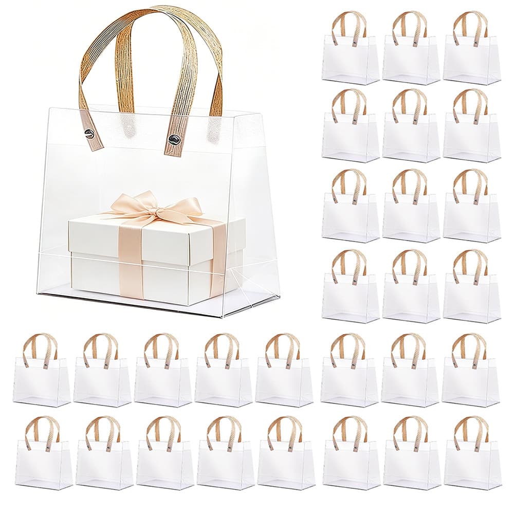 Saco de presente de festa de aniversário 30 peças de plástico fosco com alça 20x20x8cm reutilizável casamento bebê batis