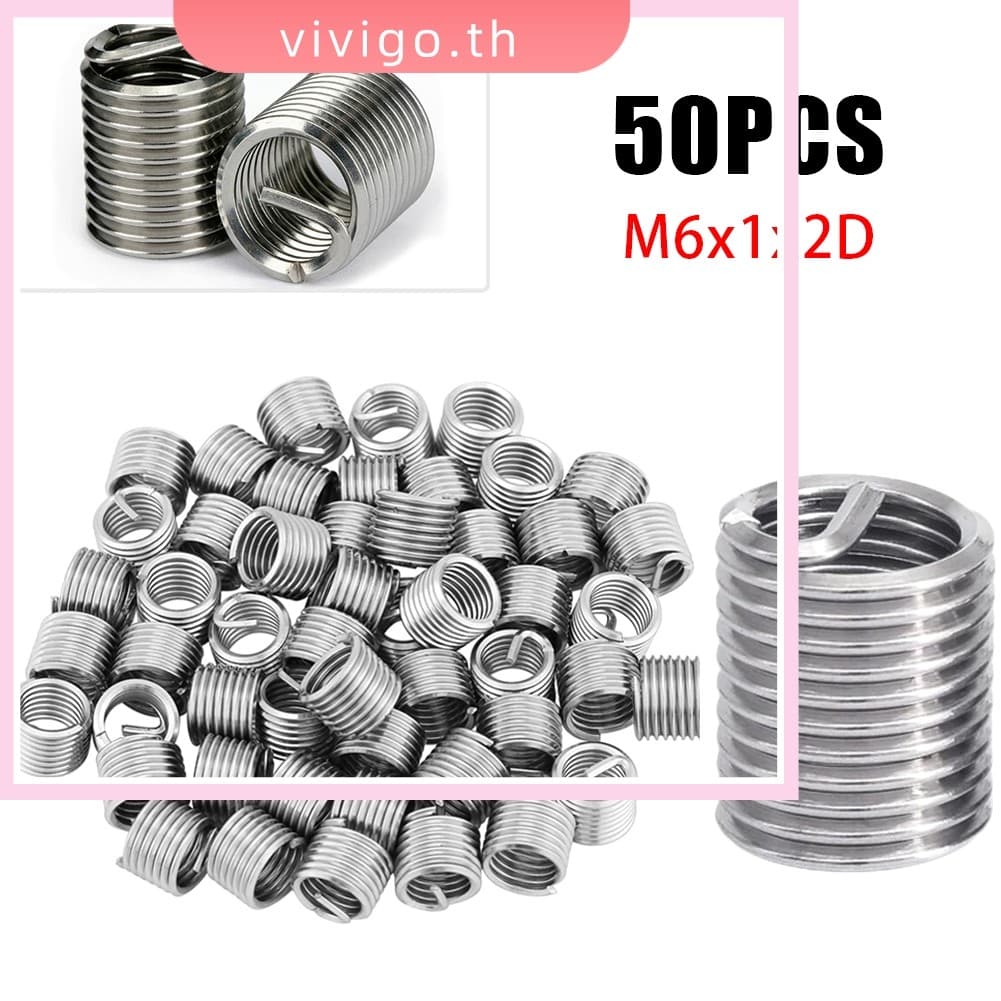 VICIGO 50PCS Bucha De Parafuso De Inserção De Rosca De Fio M6 * 1 * 2D Para Reparo Em Aço Inoxidável