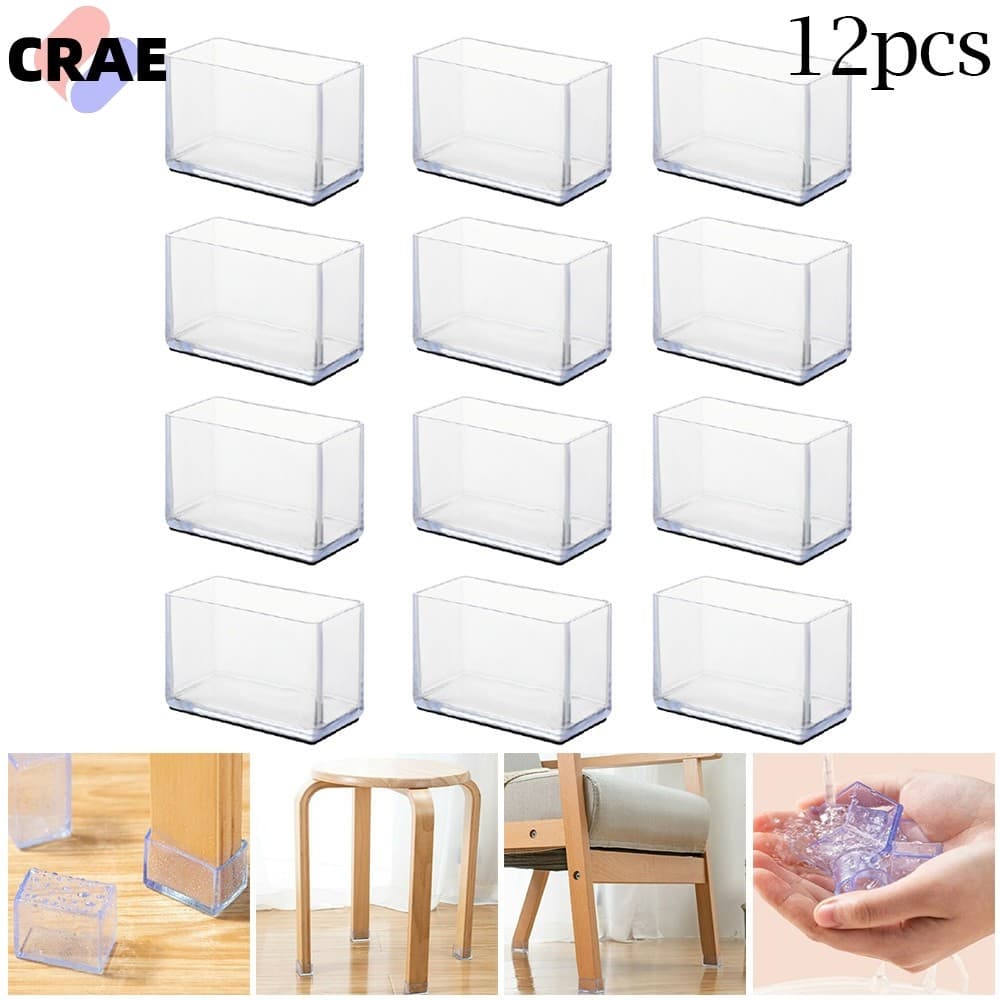 [STFY-2026] 12 X Retângulo De Perna De Cadeira De PVC Cobre Protetores De Chão Para Pés De Mesa De Móveis
