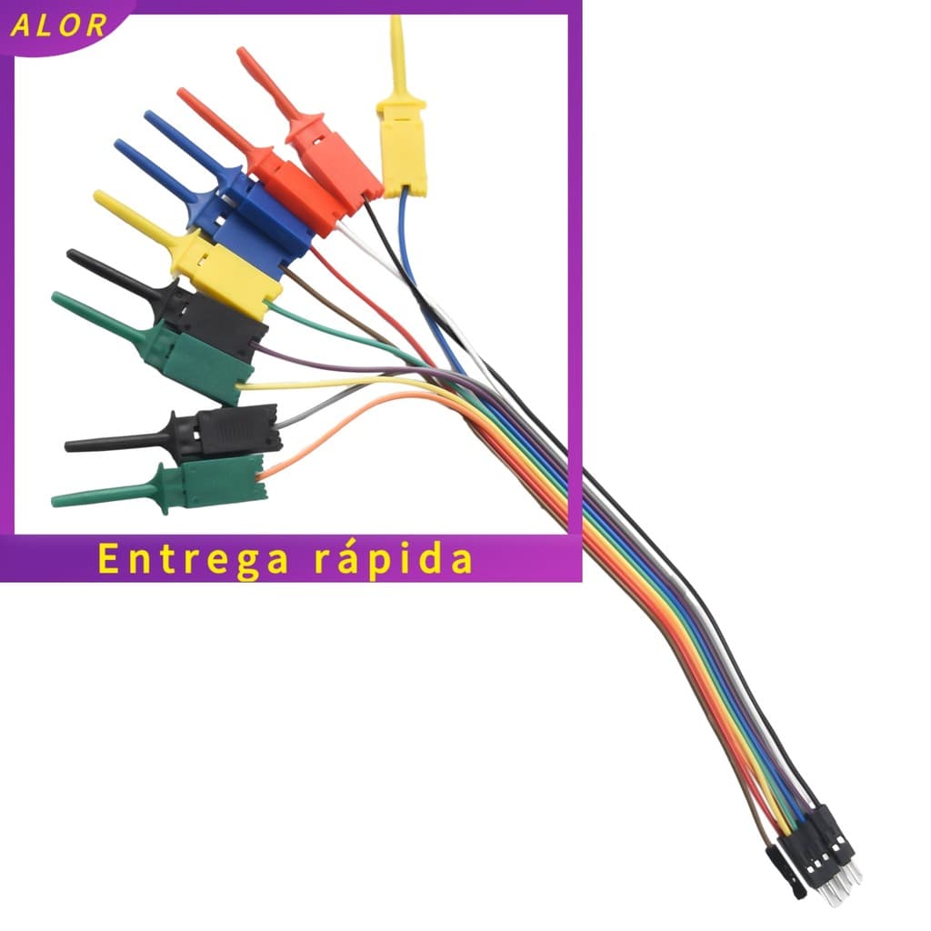 [ALOR] Kit De Braçadeira De Gancho De 25 Cm E 10 Agulhas Sonda Cabo Analisador Lógico De 5 Cores