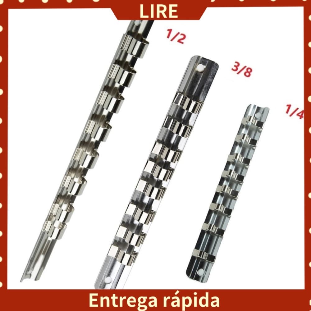 [LIRE] Suporte De Rack De Soquete 1/4 3/8 1/2 Polegada Com 8 Clipes No Armazenamento Do Organizador De Ferramentas Em Tr