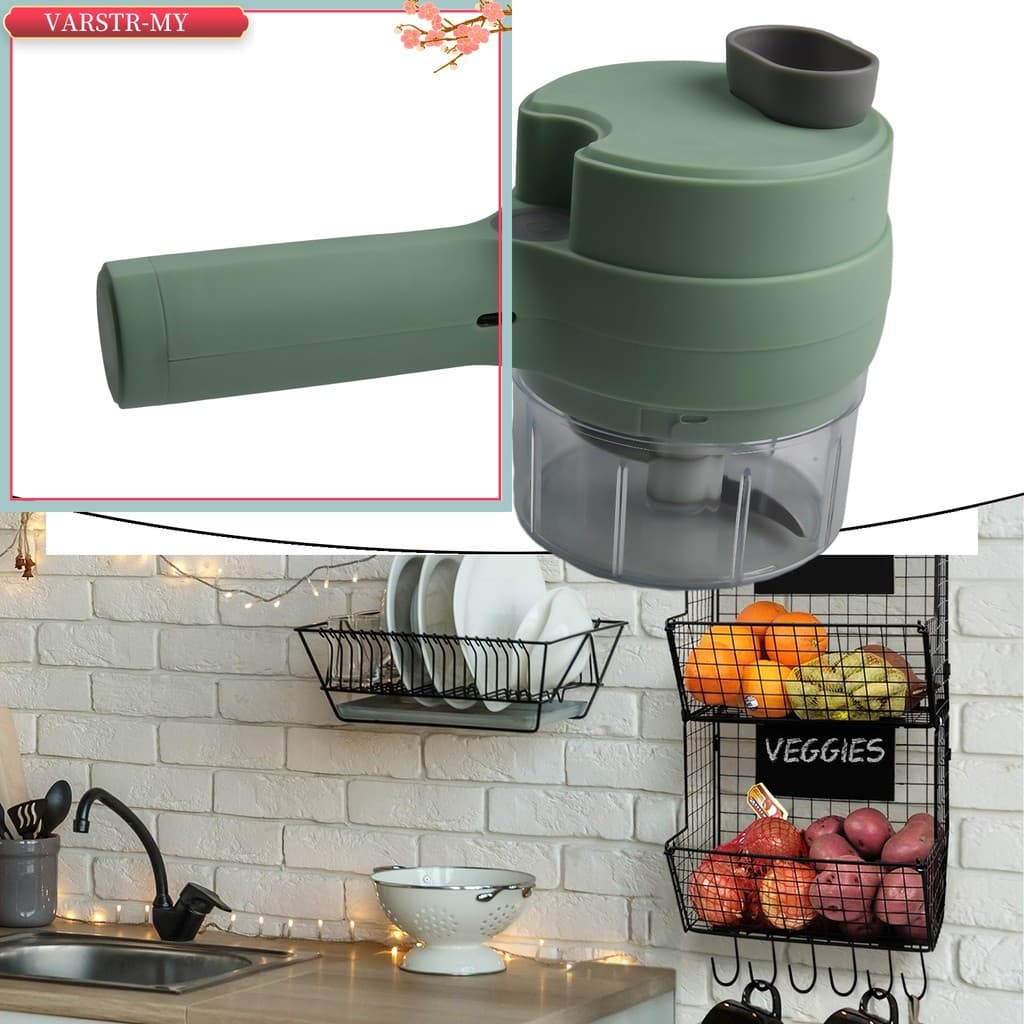 < VARSTR > Conjunto De Fatiador De Vegetais Elétrico Portátil 4 Em 1 , Processador De Alimentos Sem Fio