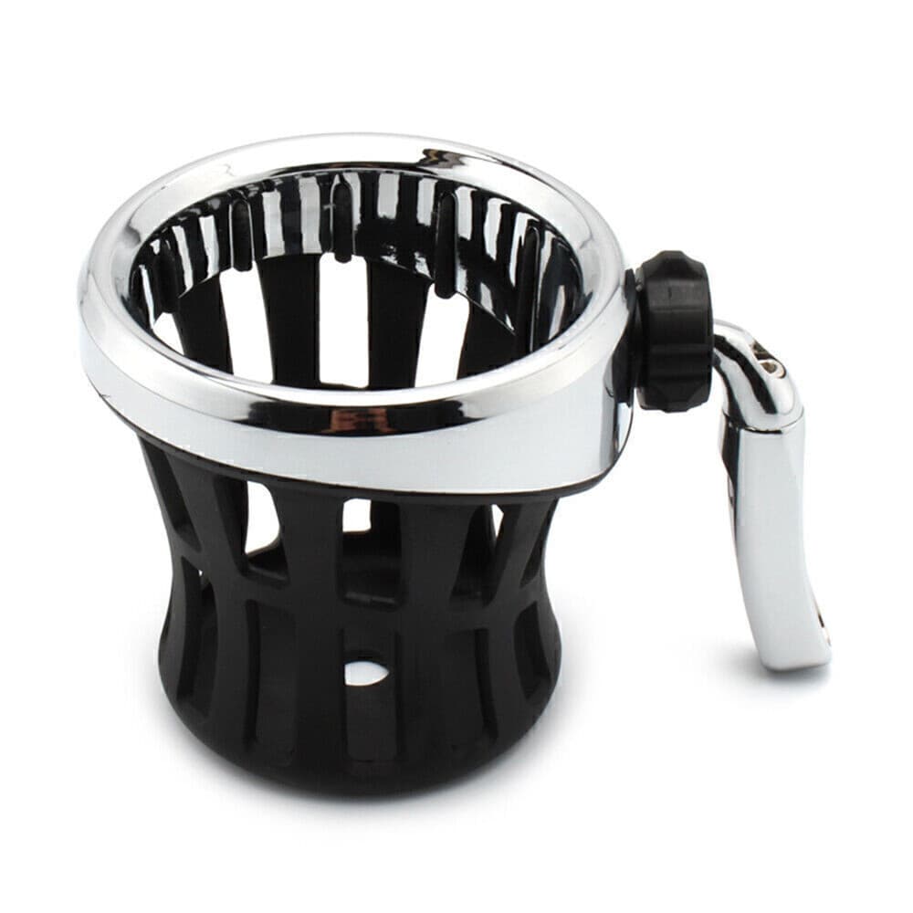 Suporte Para Copo De Bebida Guidão De Motocicleta Prateado + Preto Com Montagem Em Cesta De Malha Universal
