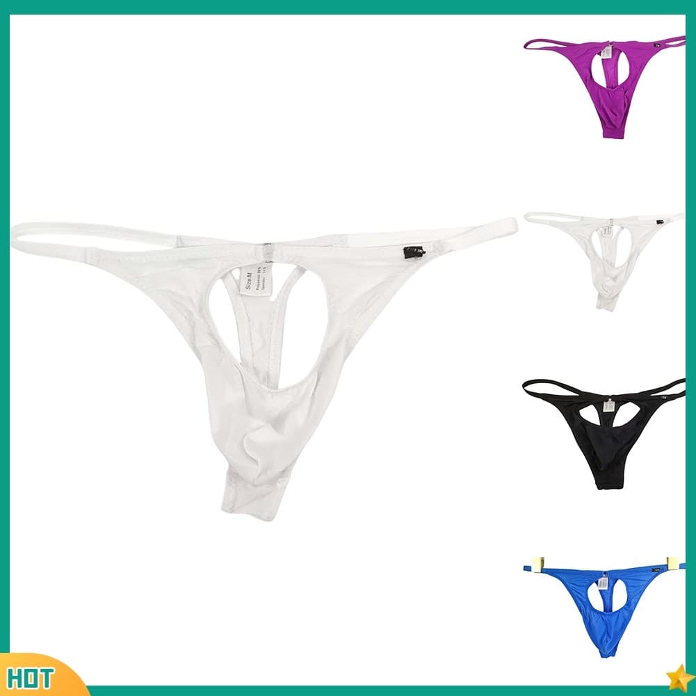 Cuecas Masculinas De Seda Gelada , Calcinha Lisa , Fio Dental , Costas