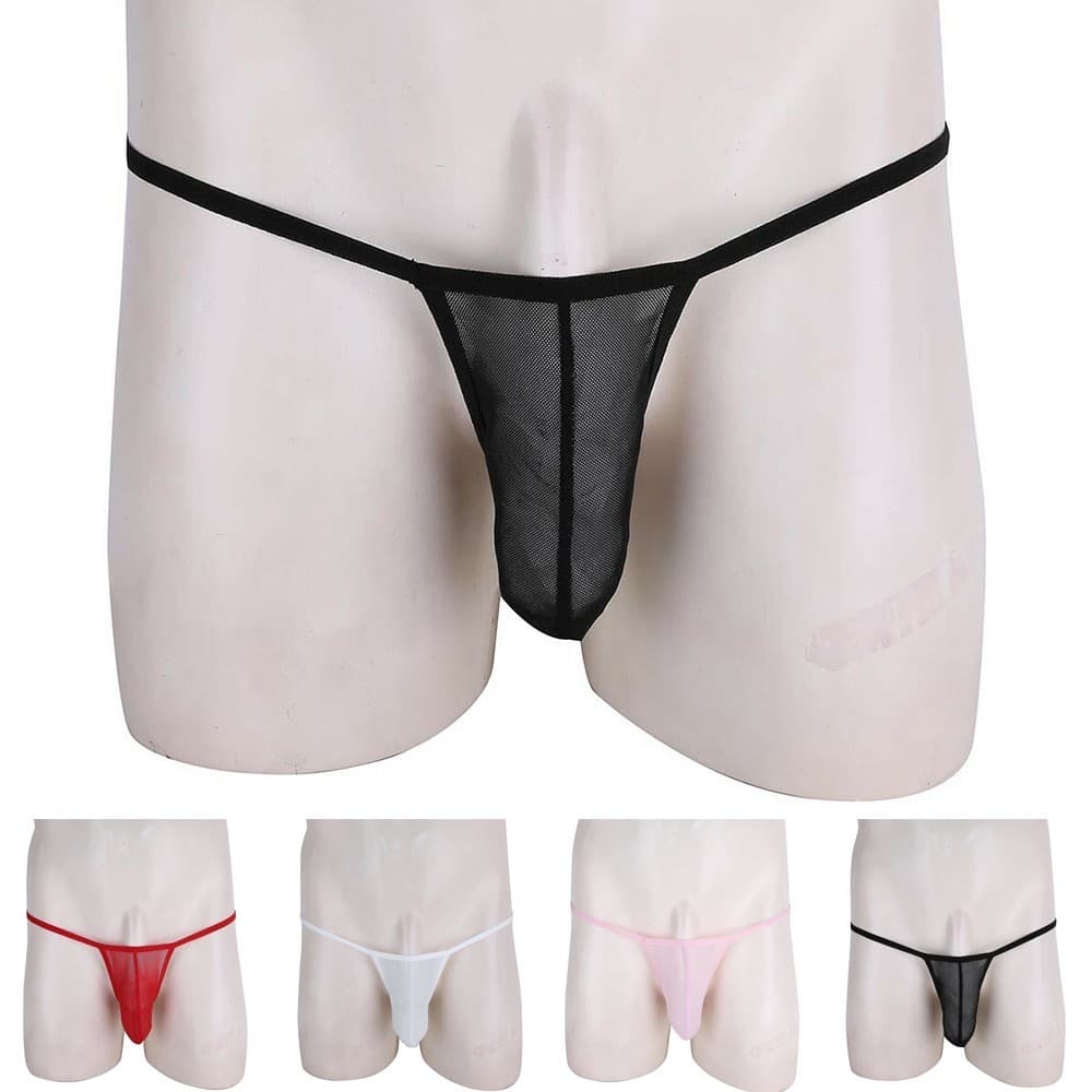 Clearance Biquíni Masculino Transparente Fio Dental Para Mini Cuecas De Cintura Baixa Roupa Íntima Com Costas Em T