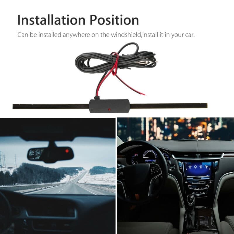 [ALOR] Amplificador De Sinal De Antena De Rádio AM FM Para Pára-Brisa Carro 12V Universal