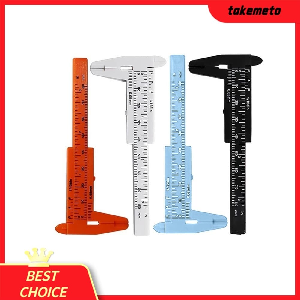 [TAMT] 80mm Mini Plástico Deslizante Vernier Caliper Medidor Ferramenta De Medida Micrômetro Régua ❀